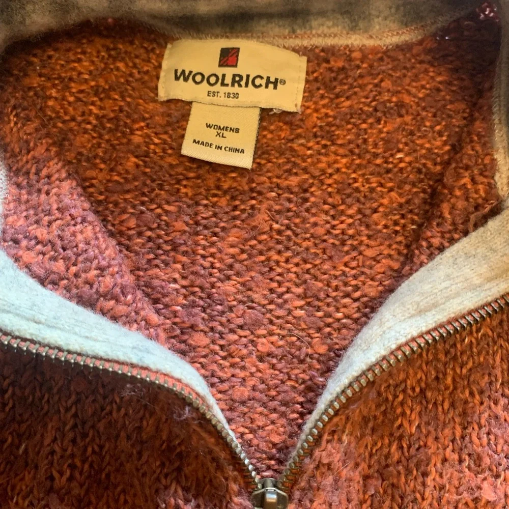 Woolrich Womens XL Zip Pullover Knit Sweater Top Red Orange Large fall Halloween - Picture 3 of 8